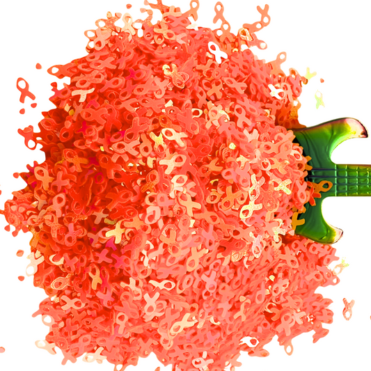 Cancer Awareness Ribbons With Confetti Holographic Glitter Shapes