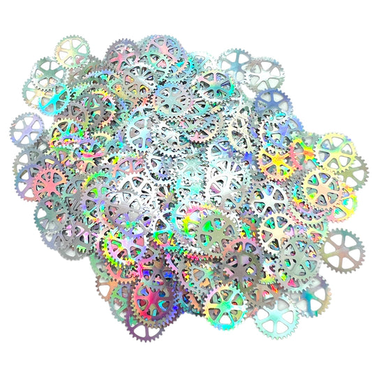 Steampunk Gear Holographic Glitter Shapes