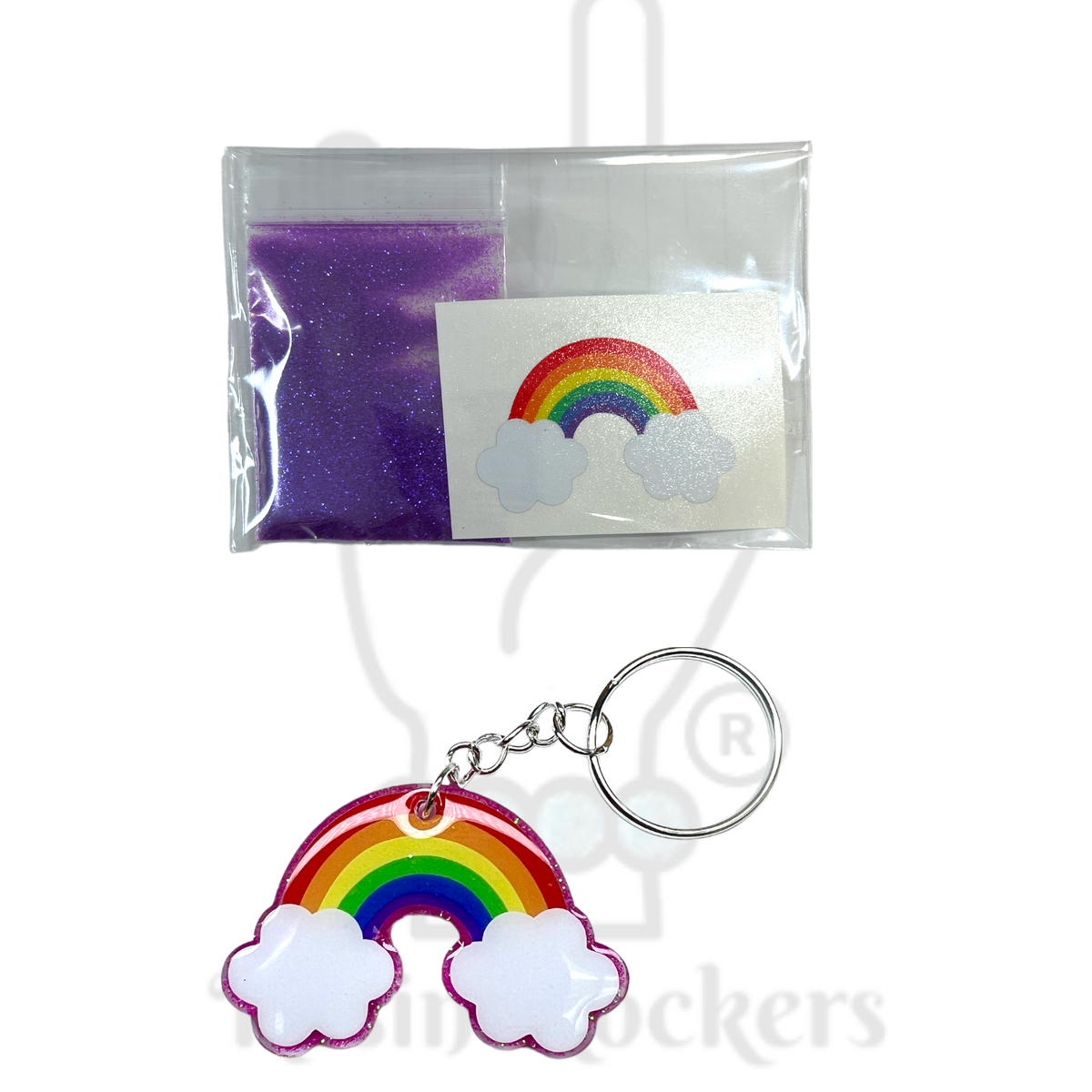 Rainbow With Clouds Acrylic Blank With Decal Keychain Kit