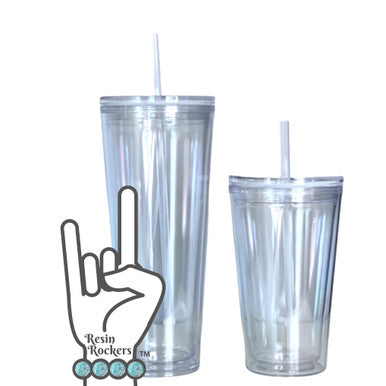 Snow Globe Tumbler Blank Cups with Straw &amp; Clear Lid BPA FREE 16 oz or 24oz