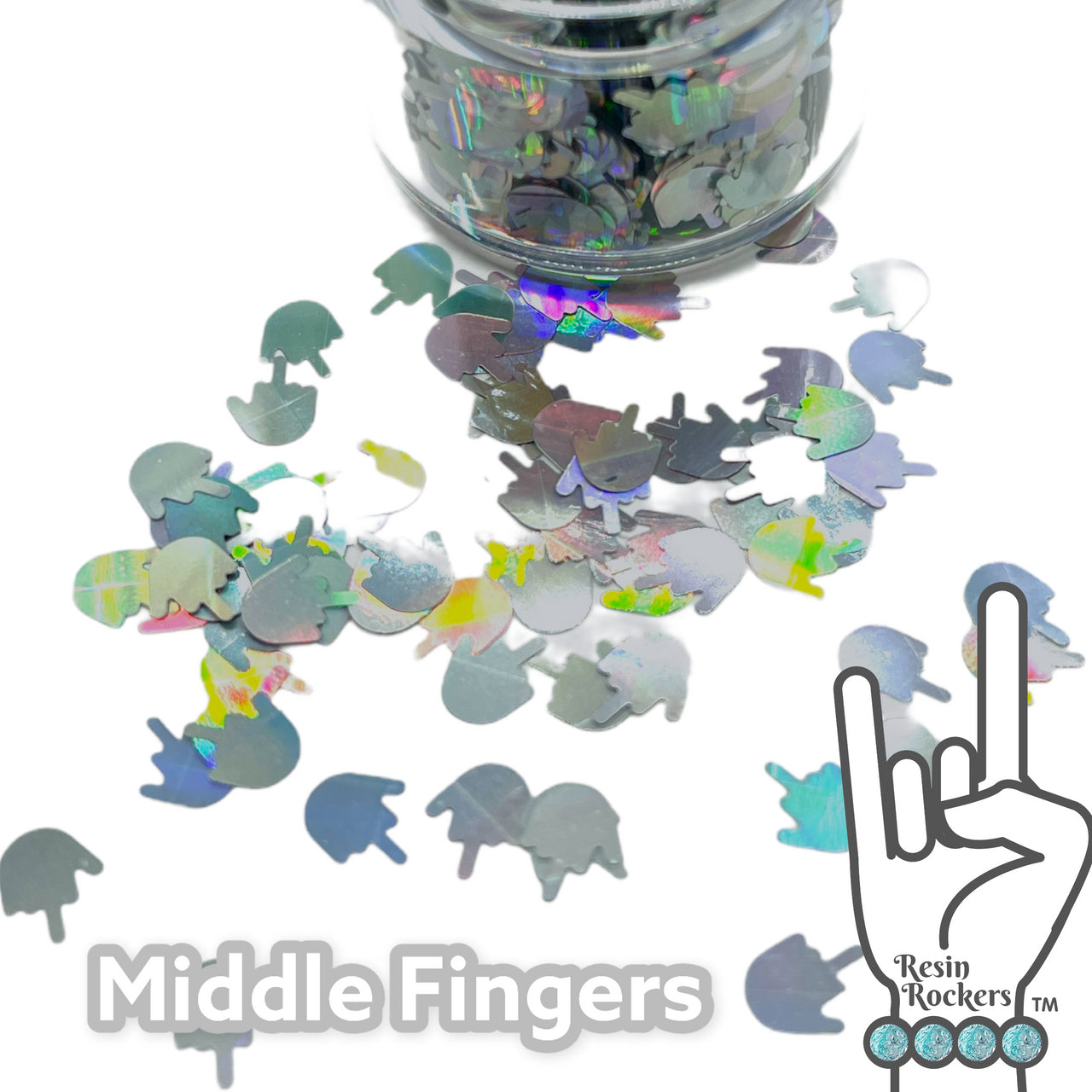 Middle Finger Holographic Glitter Shapes for Epoxy and UV Resin Art