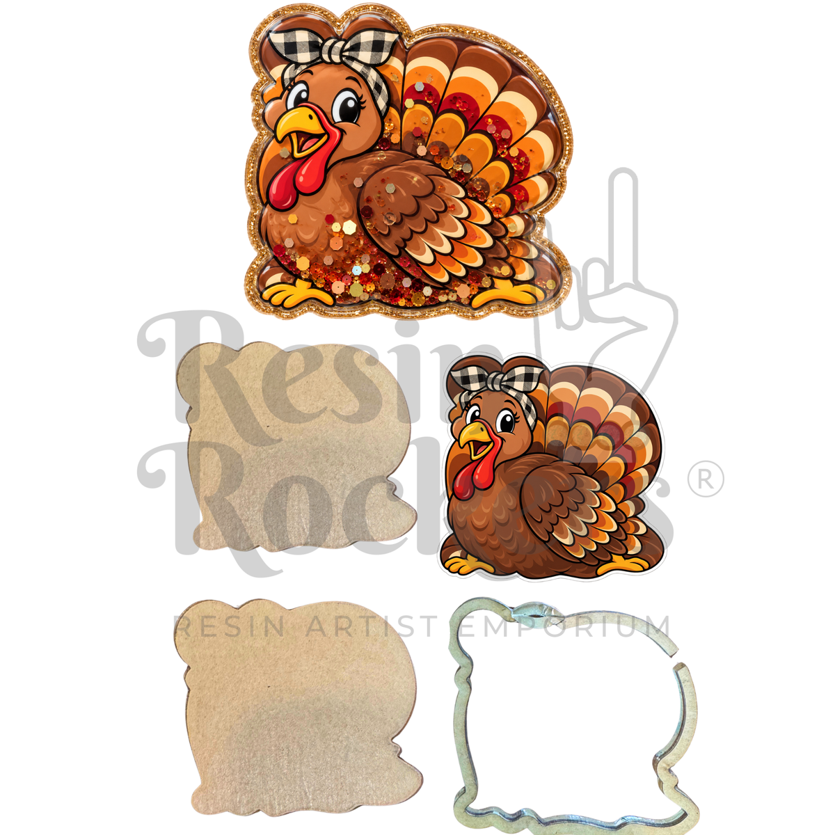 Thanksgiving Turkey Snow Globe Shaker Blank Kit with UV DTF Decal