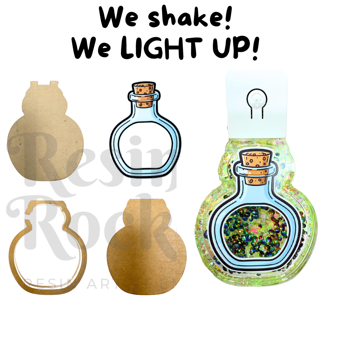 Halloween Potion Bottle LED Light Up Snow Globe Shaker Blanks