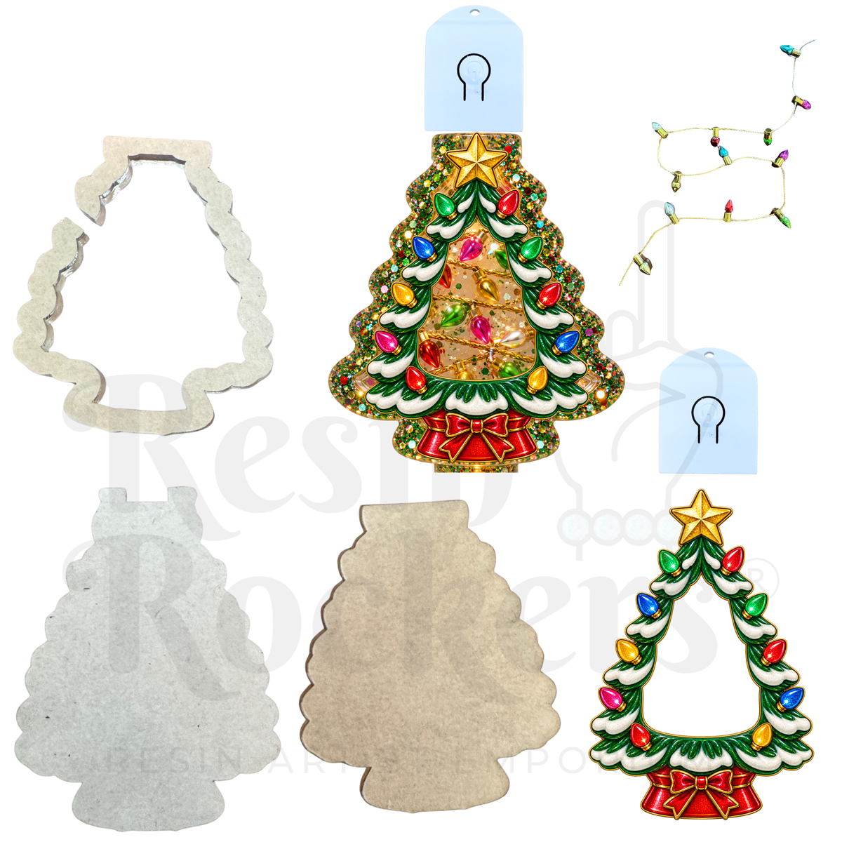 Vintage Christmas Tree Light Up LED Snow Globe Shaker Ornament Blank with Inclusions Kit