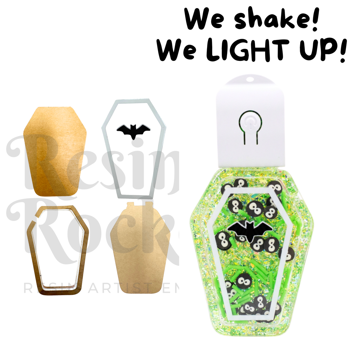 Halloween Creepy Coffin LED Light Up Snow Globe Shaker Blanks