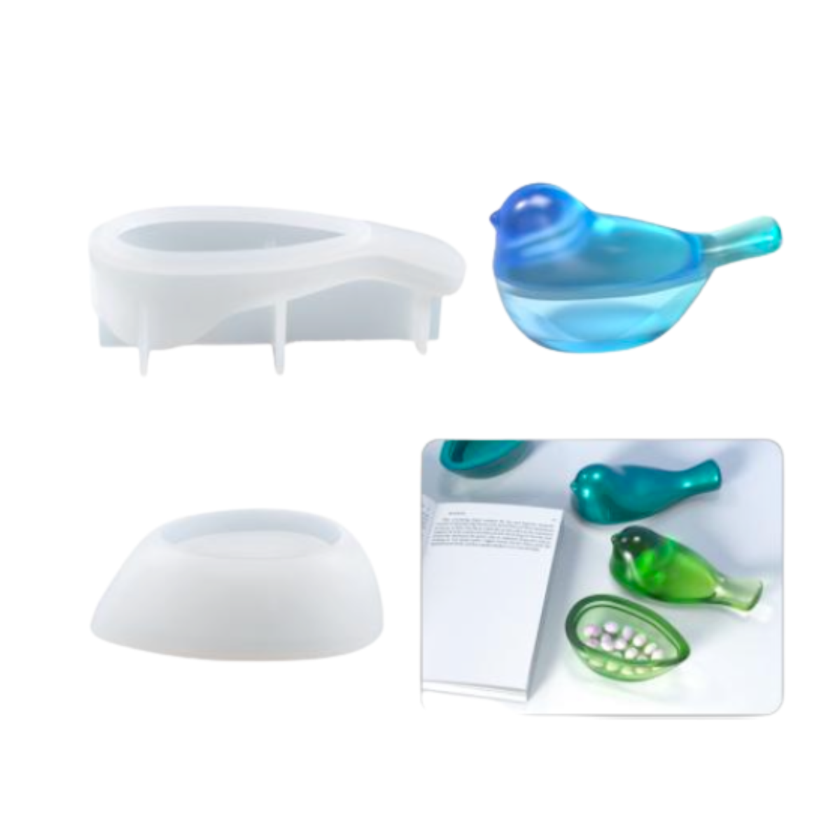 Bird Trinket Dish Mold 2pc