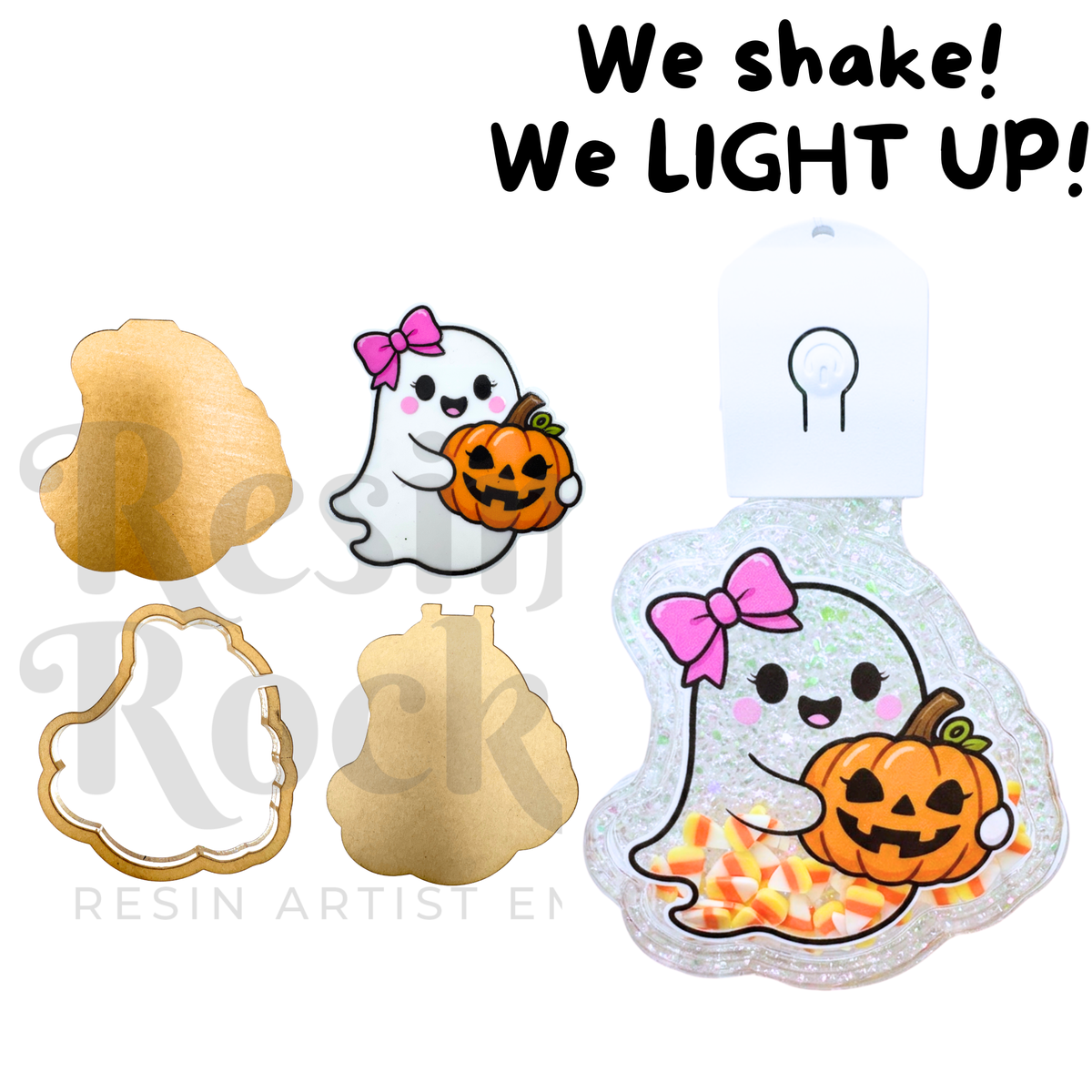 Halloween Cute Girl Ghost LED Light Up Snow Globe Shaker Kit