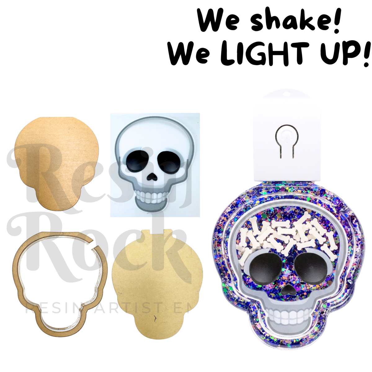 Halloween Spooky Skull Kit LED Light Up Snow Globe Shaker Kit