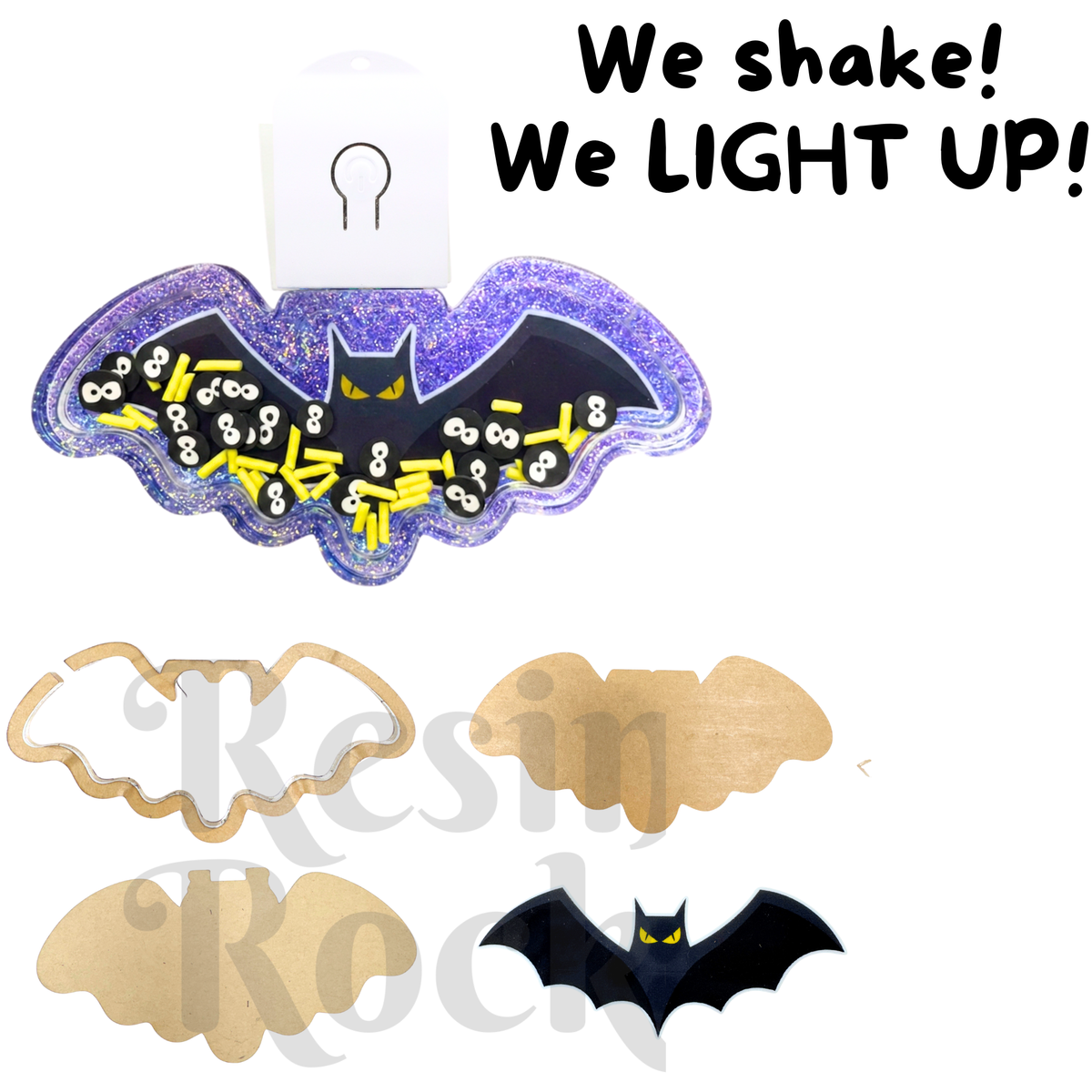 Halloween Flying Bat LED Light Up Snow Globe Shaker Blanks