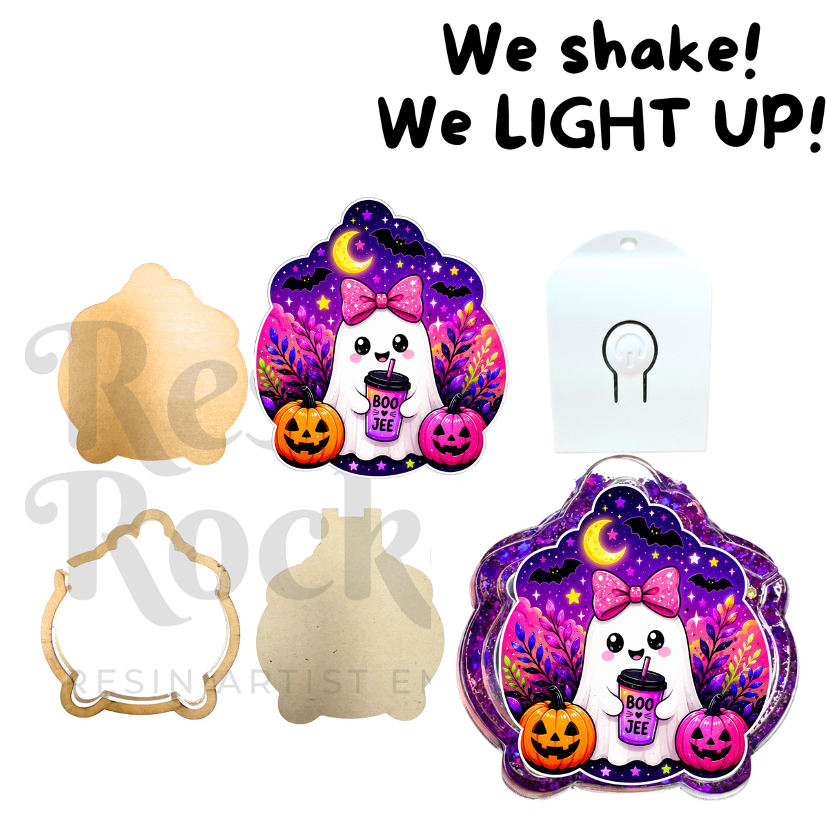 Halloween BooJee Ghost LED Light Up Snow Globe Shaker Kit
