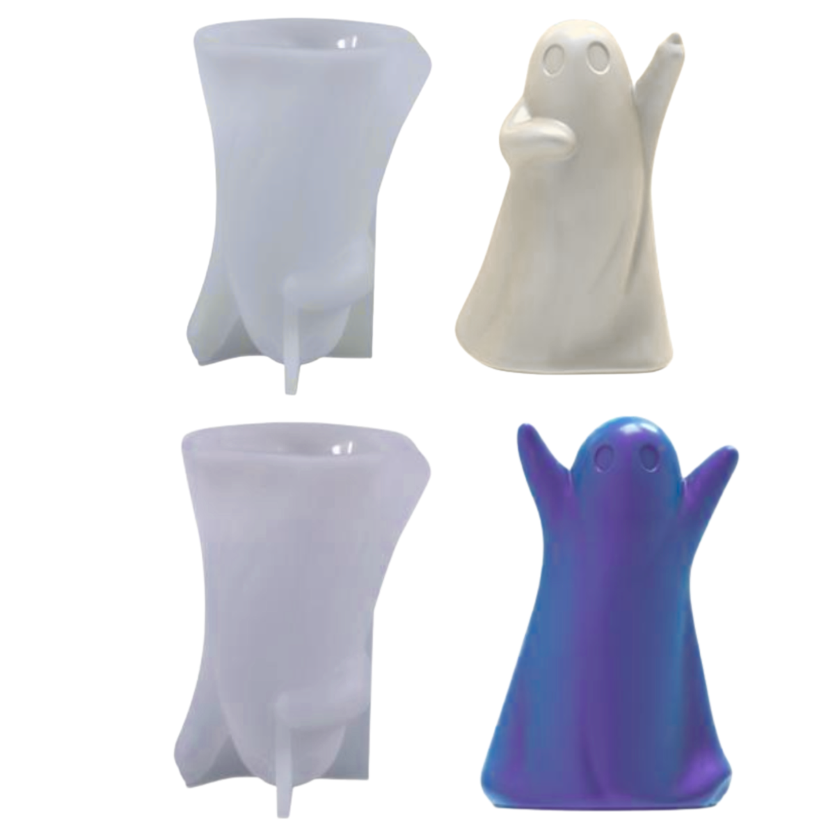 3D Standing Ghost Deep Pour Mold Set of 2
