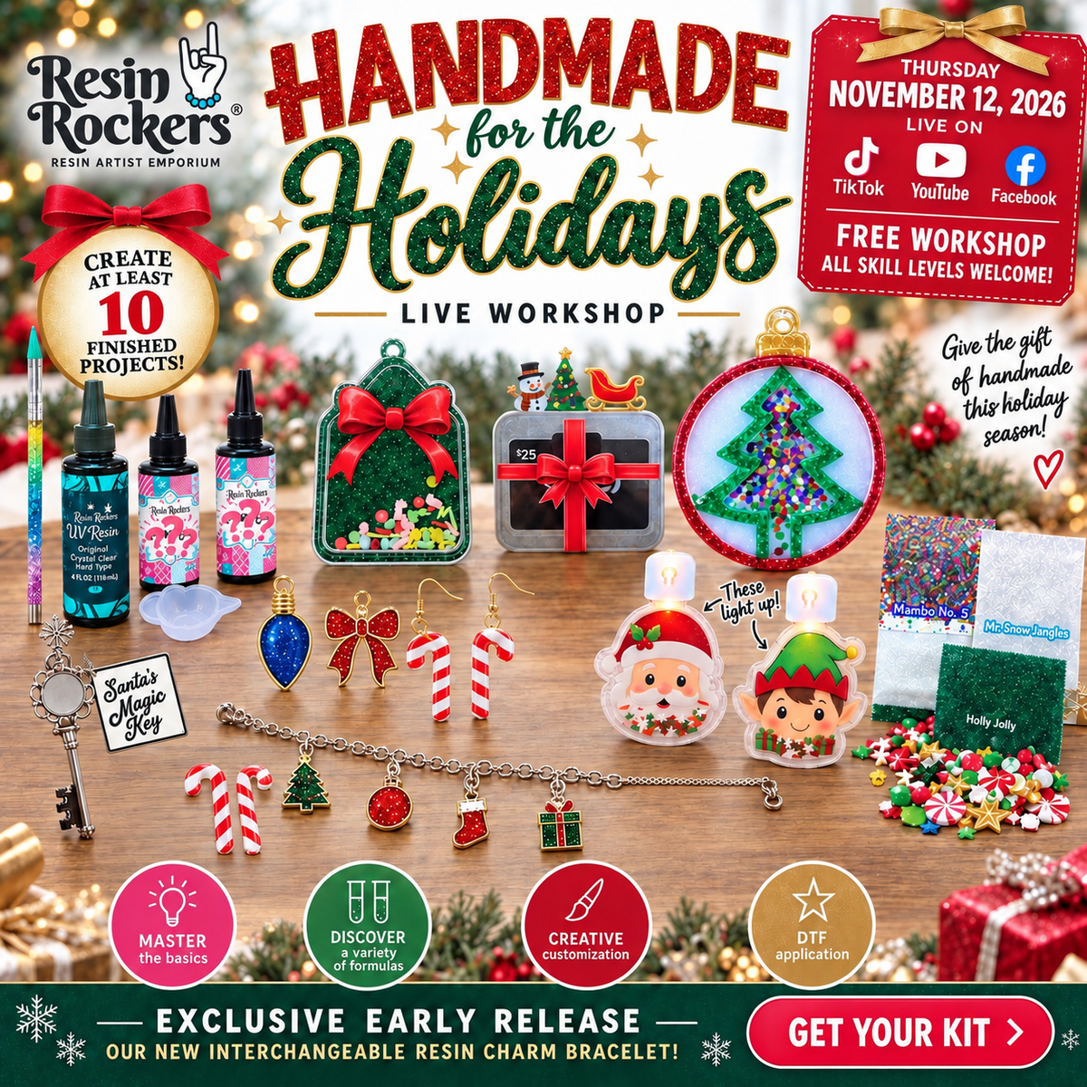 Handmade for the Holidays UV Resin Workshop Kit- FREE CLASS Nov. 12 PRE-ORDER