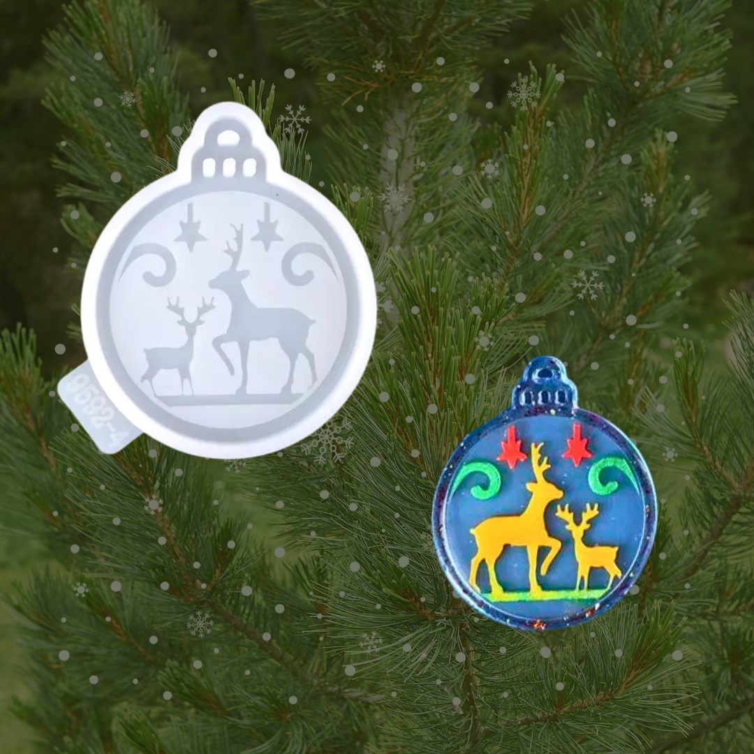 Reindeer Family Christmas Holiday Ornament Mold for UV and Epoxy Resin Art