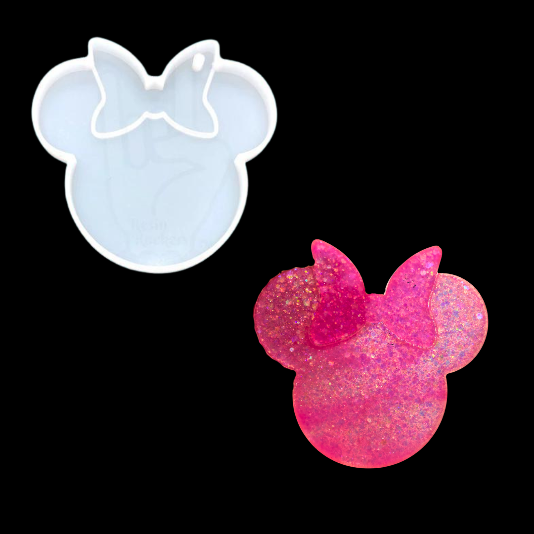 Female Mouse with a Bow Keychain Silicone Mold for UV and Epoxy Resin Art