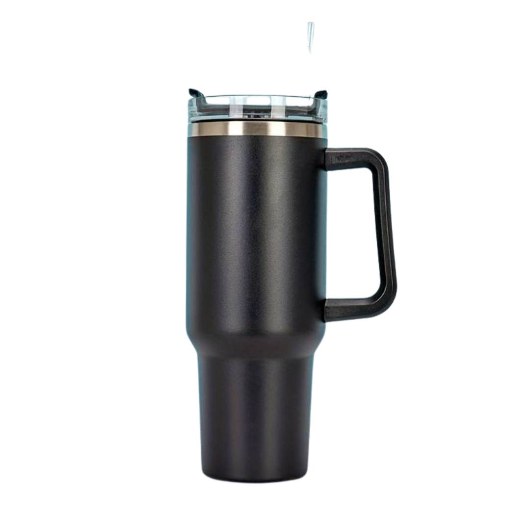 40oz. BLANK Double Wall Insulated Tumbler With Handle and Straw