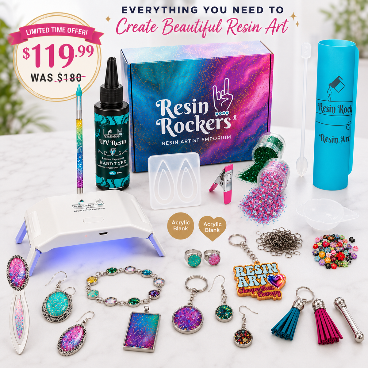 UV Resin Beginner's Kit — Everything You Need to Start Crafting + Free Class ($180 Value)