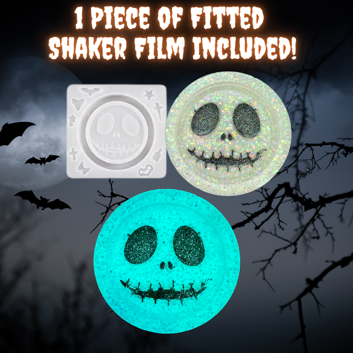 Jack-inspired Halloween Shaker Mold with Fitted Shaker Film for UV and Epoxy Resin Art