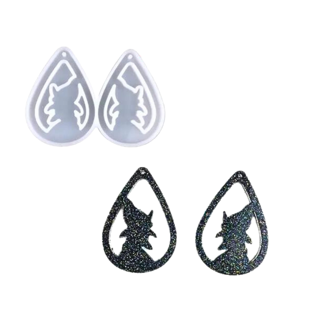 Wicked Witch Halloween Dangle Earring Mold for UV Resin and Epoxy Resin