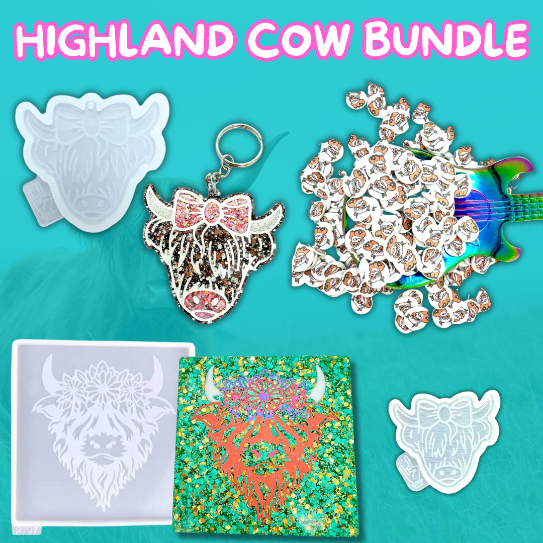 Highland Cow Mold and Polymer Clay Bundle for UV and Epoxy Resin Art