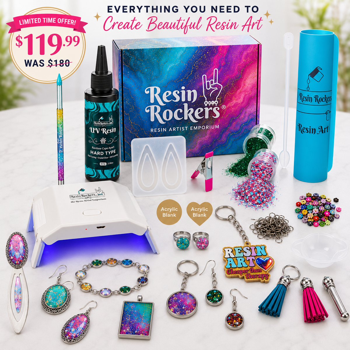 UV Resin Beginner's Kit — Everything You Need to Start Crafting + Free Class ($180 Value)
