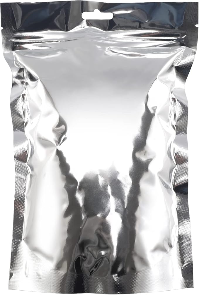 Silver Mylar Gusset Bags for Packaging 100 Pack