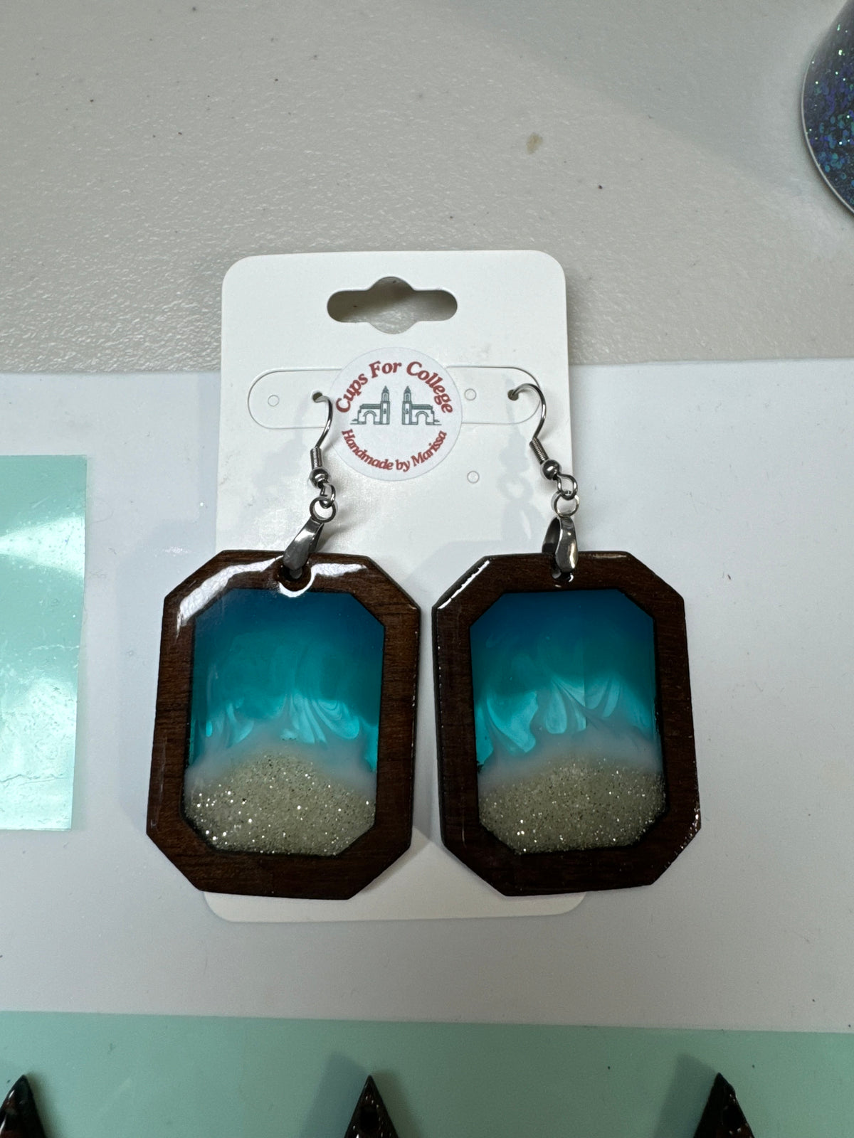 Handmade by Mandy Ocean Wave Peruvian Wooden Earrings