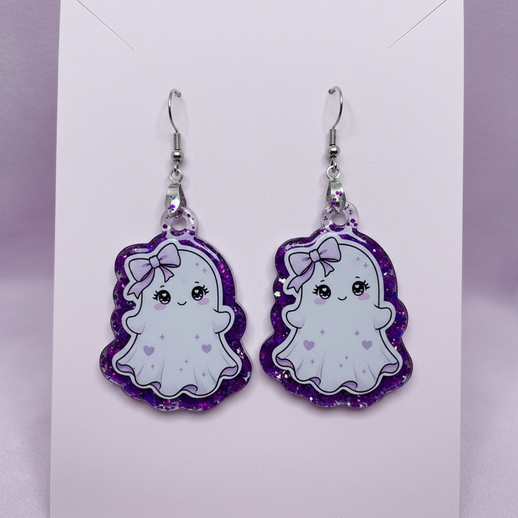 Girl Ghost Halloween Dangle Earring Project Pack with Decals and Hardware