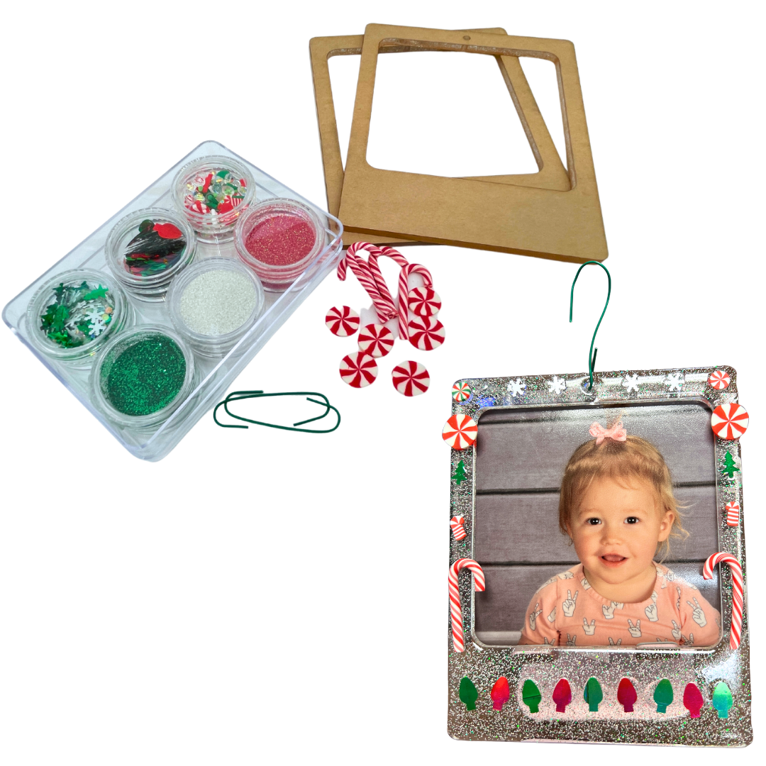 Picture Frame Christmas Ornament Crafting Kit With Glitter and Clay Combo