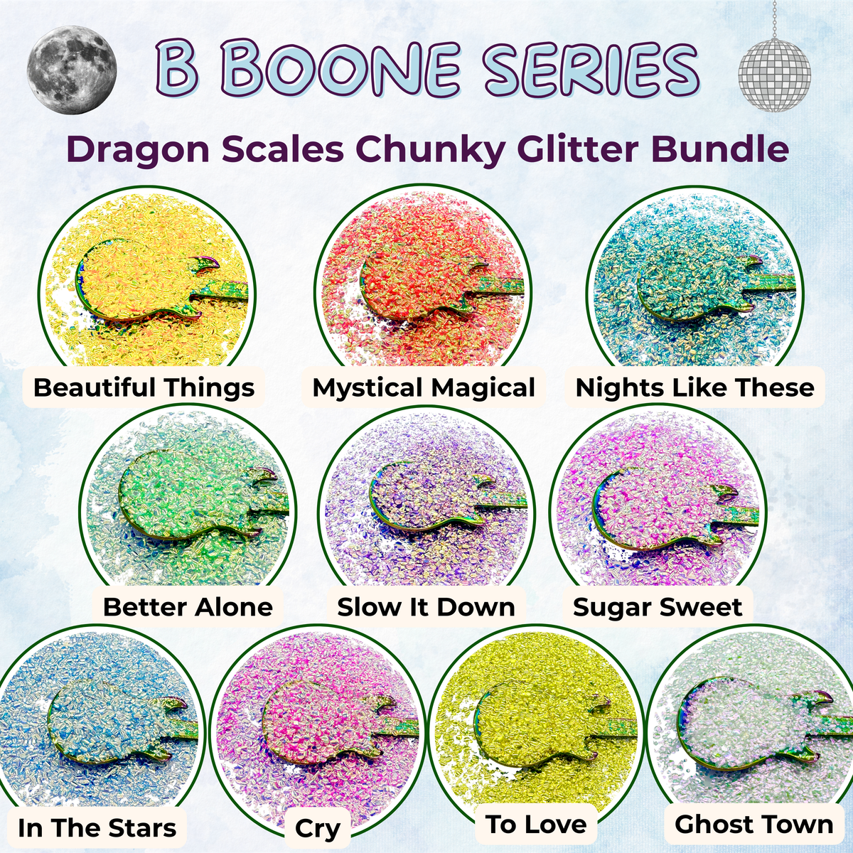 B Boone Series Dragon Scales Chunky Glitter Mix Bundle
