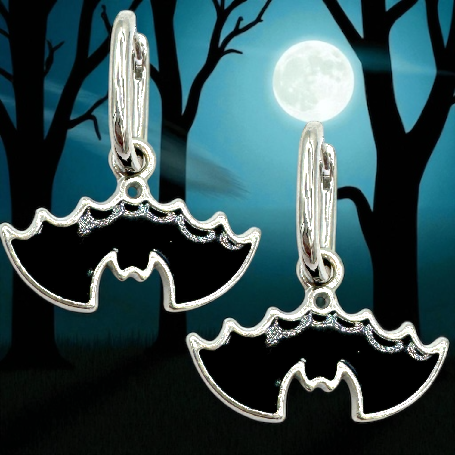 10-Pack of Bat Open Back Pendant or Earring Bezel Blanks