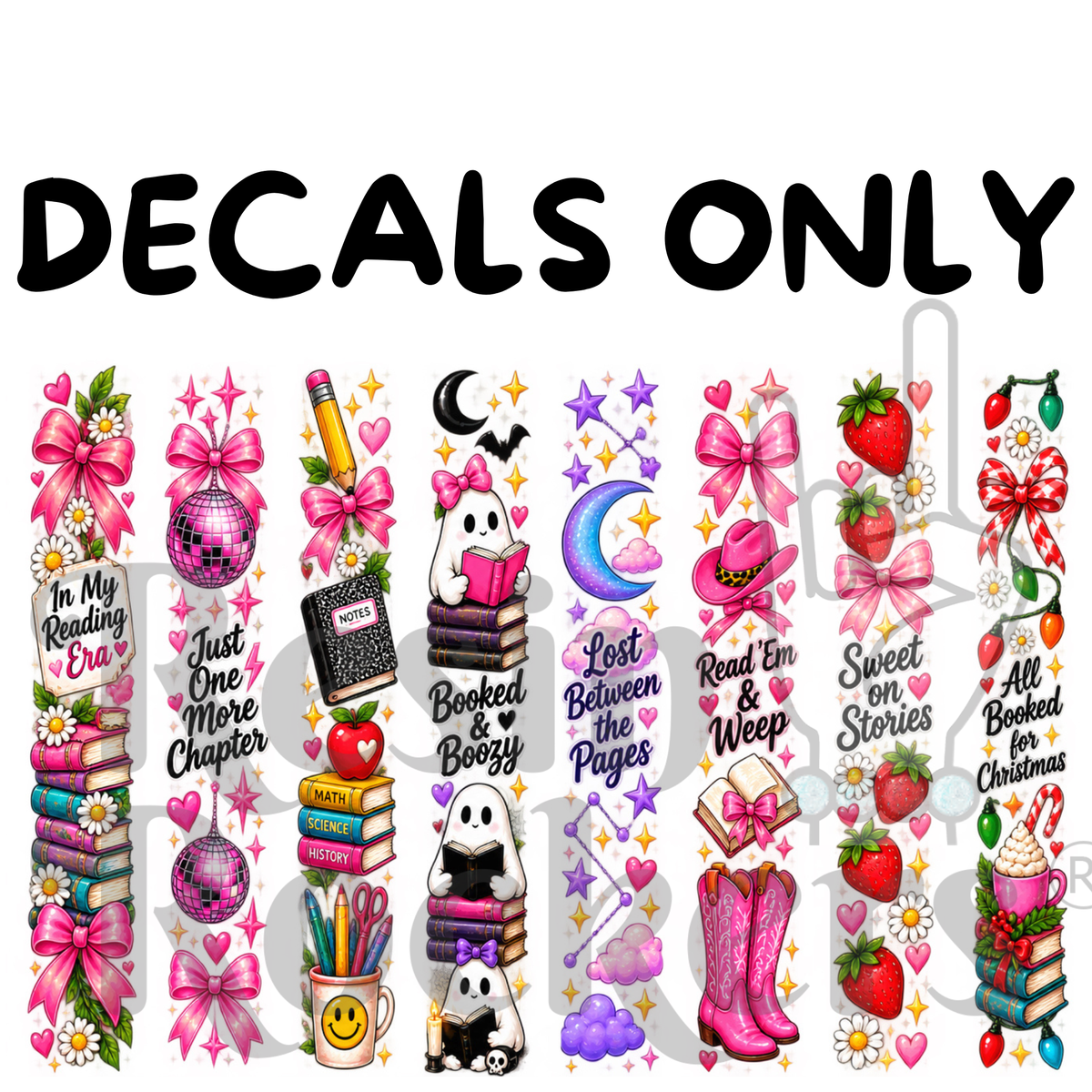 8 Bookmark UVDTF Permanent Decal Sheet for Acrylic Blanks