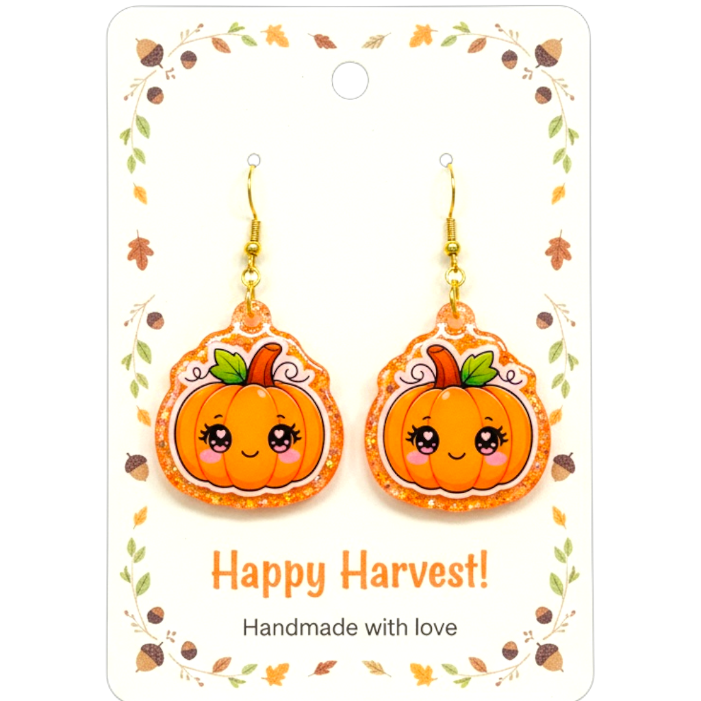 Girl Pumpkin Halloween Dangle Earring Project Pack with Hardware and Decals