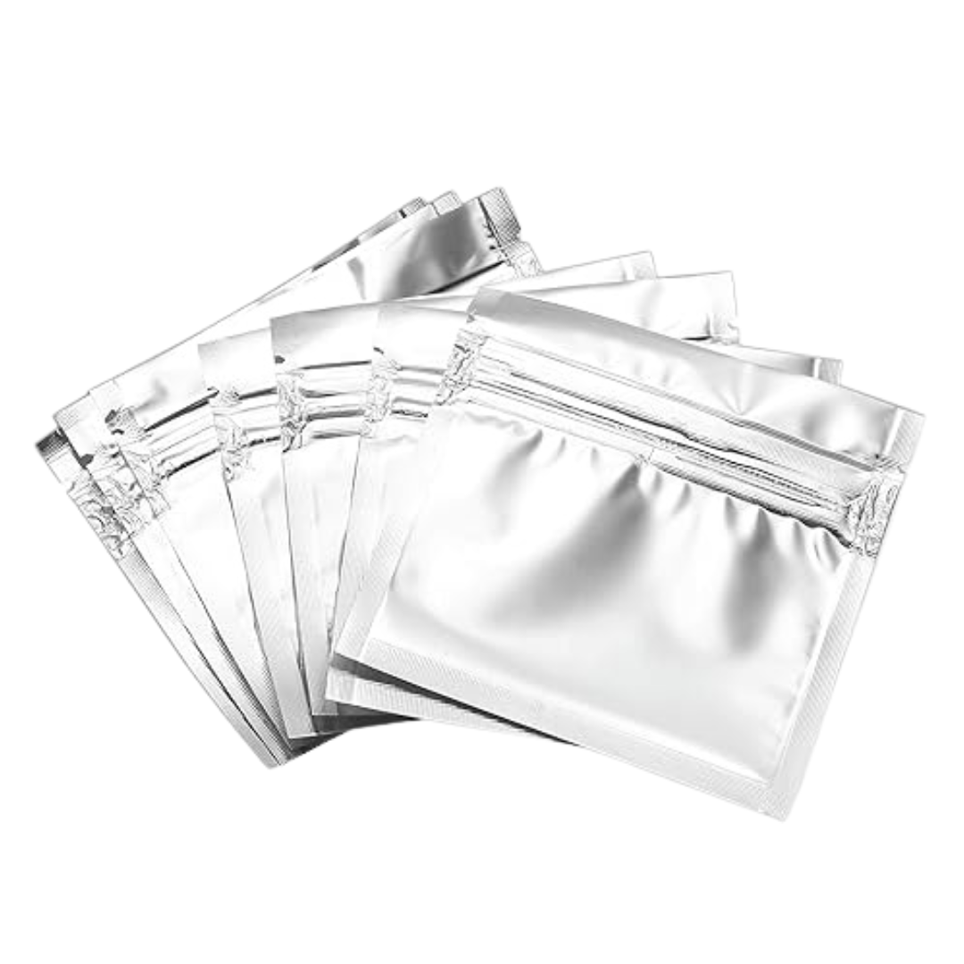 Silver Mylar Small Packaging Bags 3.5&quot; x 2.5&quot; 100 Pack