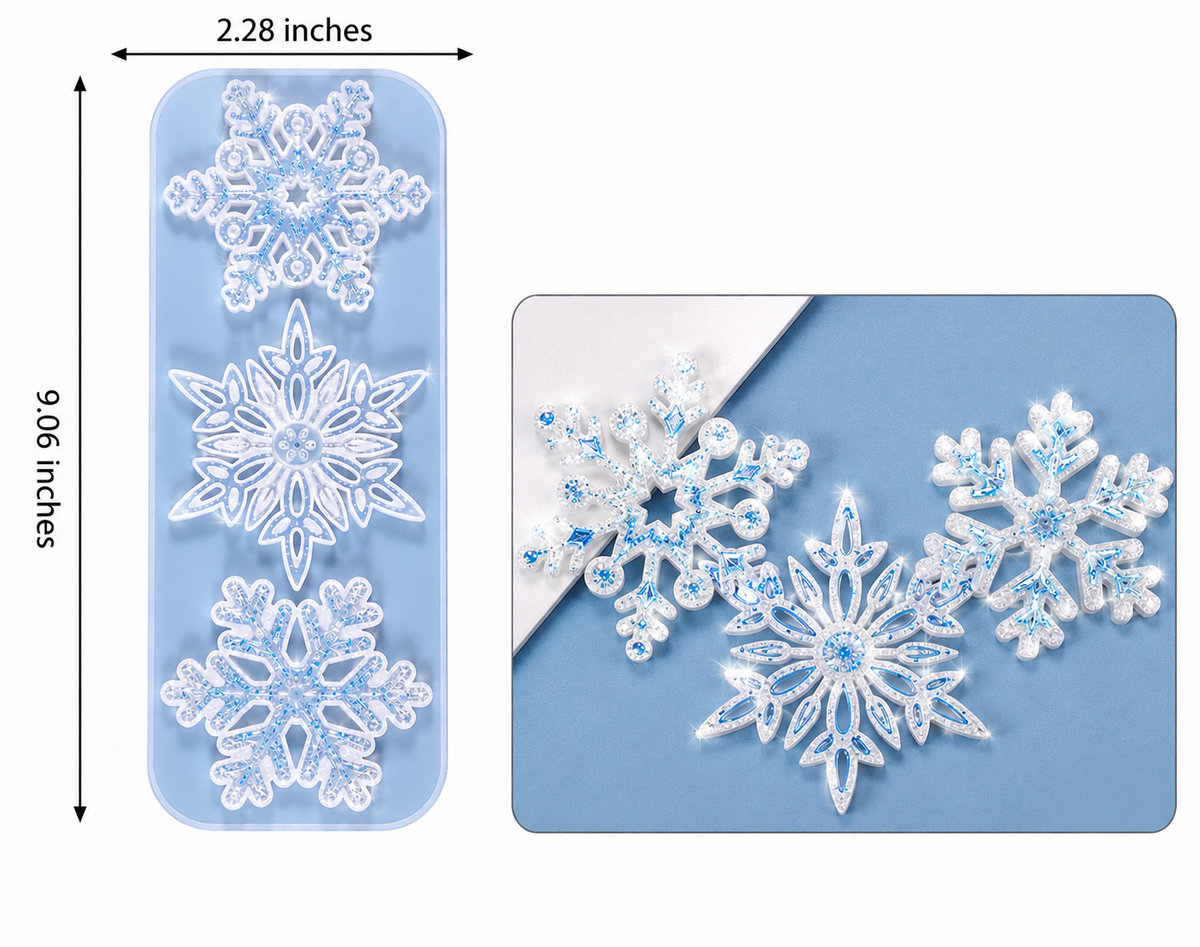 Snowflake Trio Winter Holiday Ornament Mold