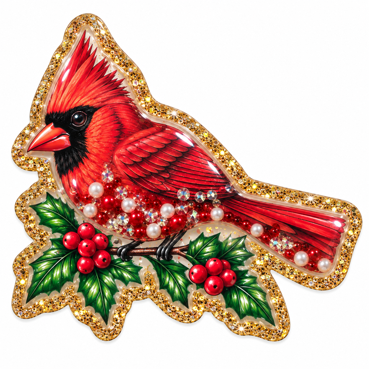 Cardinal Bird Snow Globe Shaker Blank Kit with UV DTF Decal