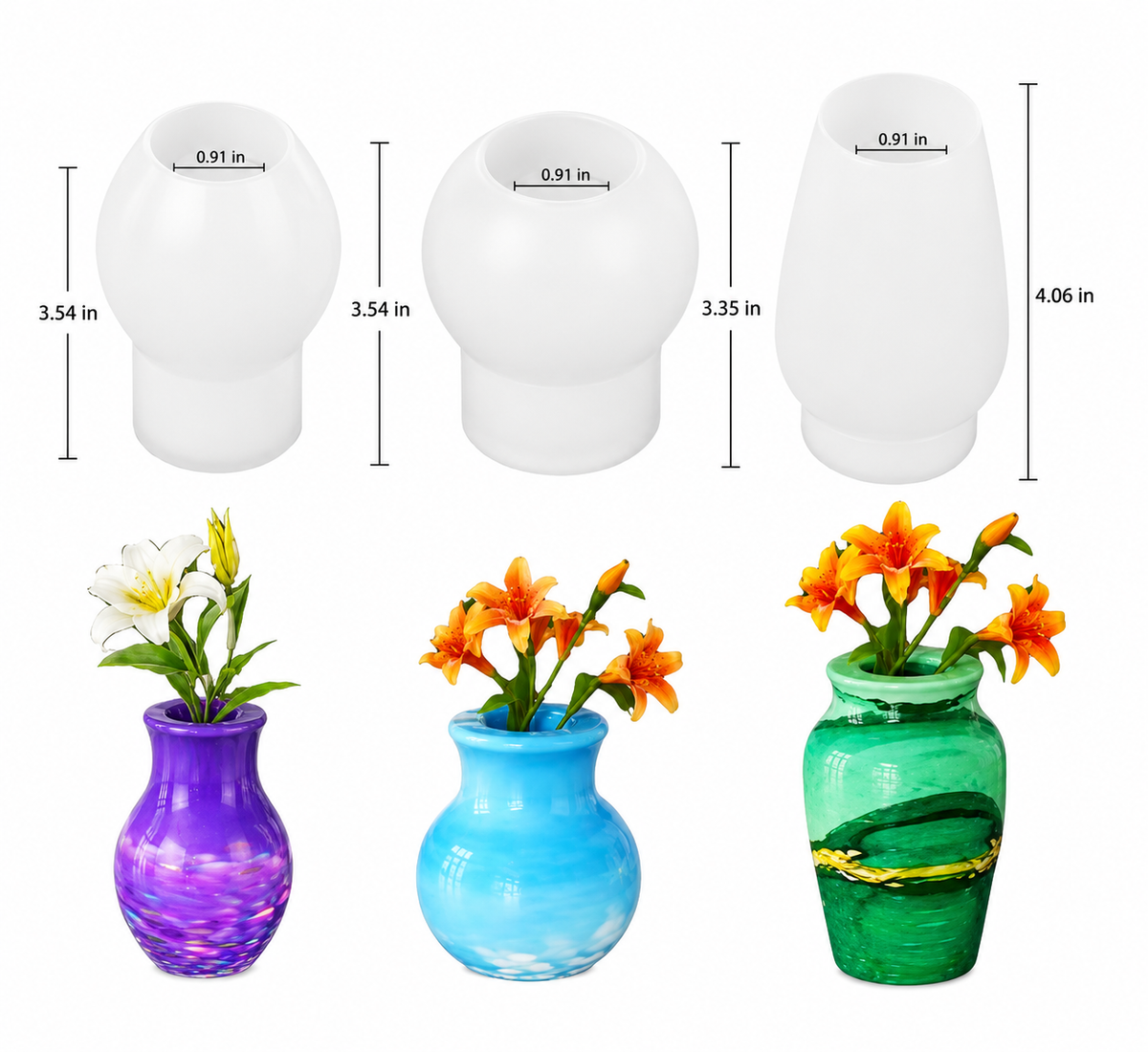 Set of 3 Mini Vase Molds