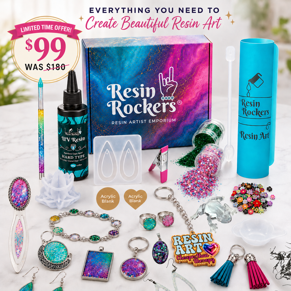 UV Resin Beginner's Kit — Everything You Need to Start Crafting + Free Class & FREEBIES ($180 Value)