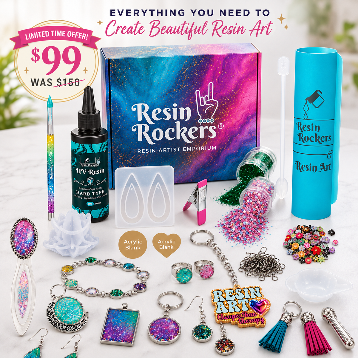 UV Resin Beginner's Kit — Everything You Need to Start Crafting + Free Class ($180 Value)
