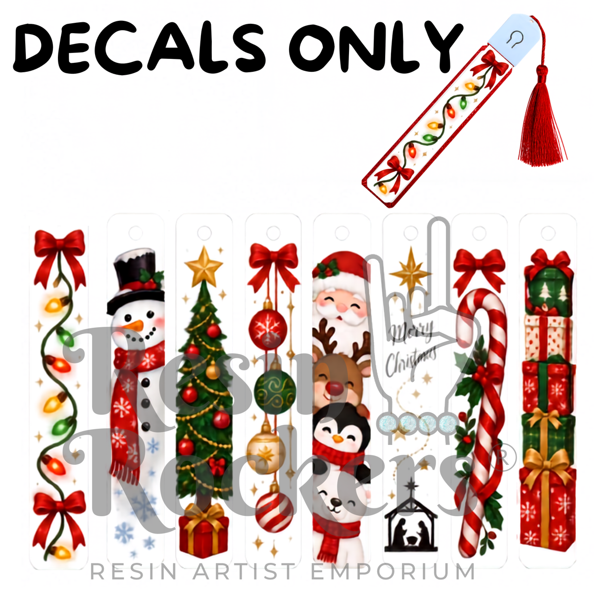 Christmas Bookmark UVDTF Permanent Decal Sheet for Acrylic Blanks