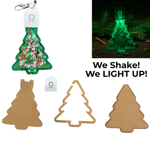 Christmas Tree LED Snow Globe Shaker Ornament Blank Kit