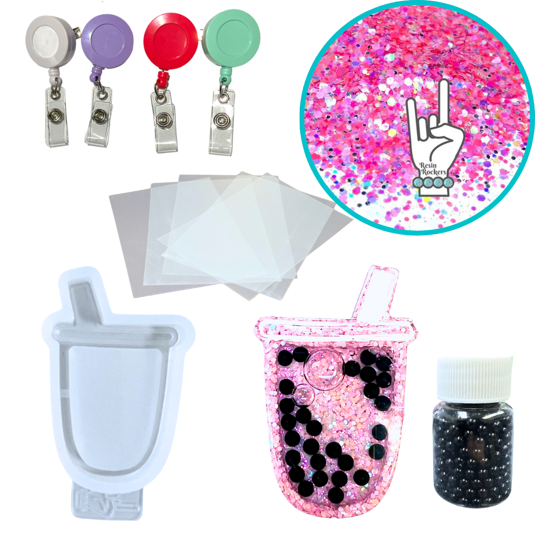 Boba Tea Shaker Badge Reel or Phone Grip Starter Kits for UV and Epoxy Resin