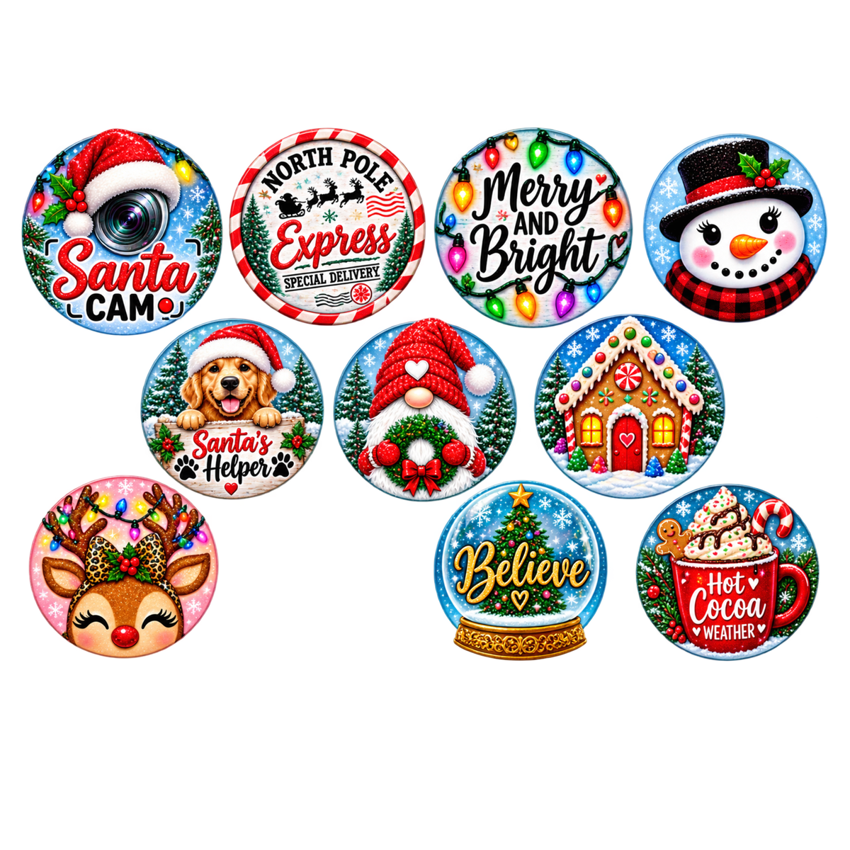 10 Decals for Flat LED Ornaments