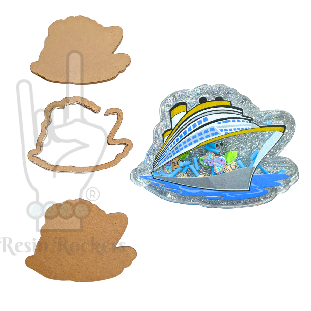 Cruise Ship Snow Globe Shaker Blank Kit