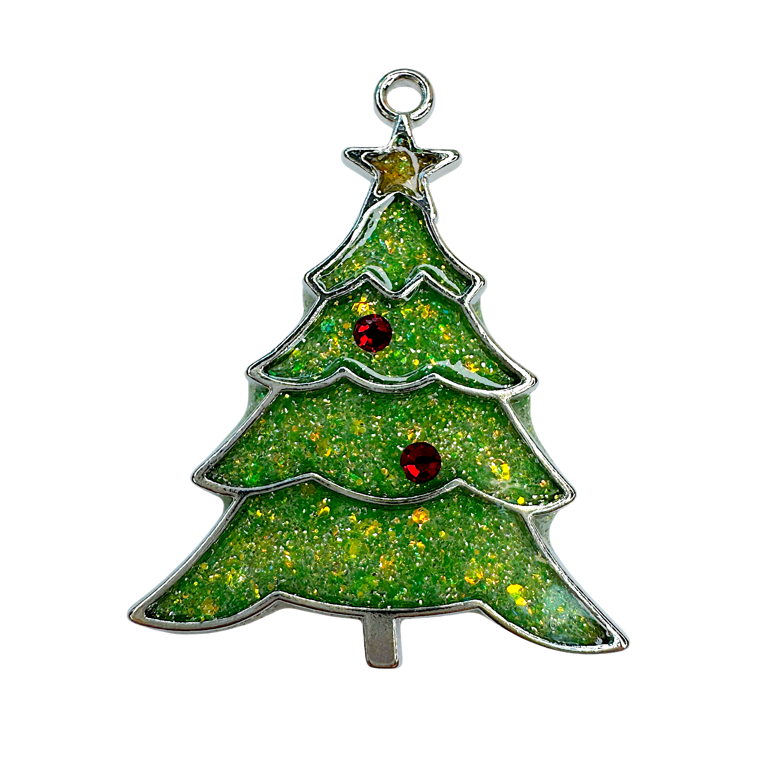 10-Pack of Detailed Christmas Tree Shaped Open Back Circle Pendant or Earring Bezel Blanks for UV or Epoxy Resin