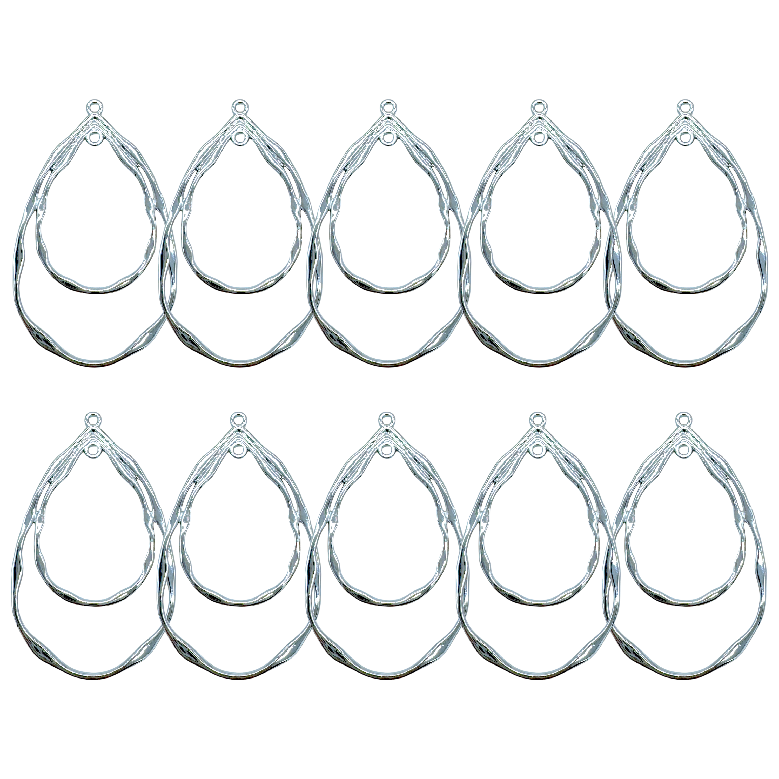 10-Pack of Dual Teardrop Open Back Pendant or Earring Bezel Blanks