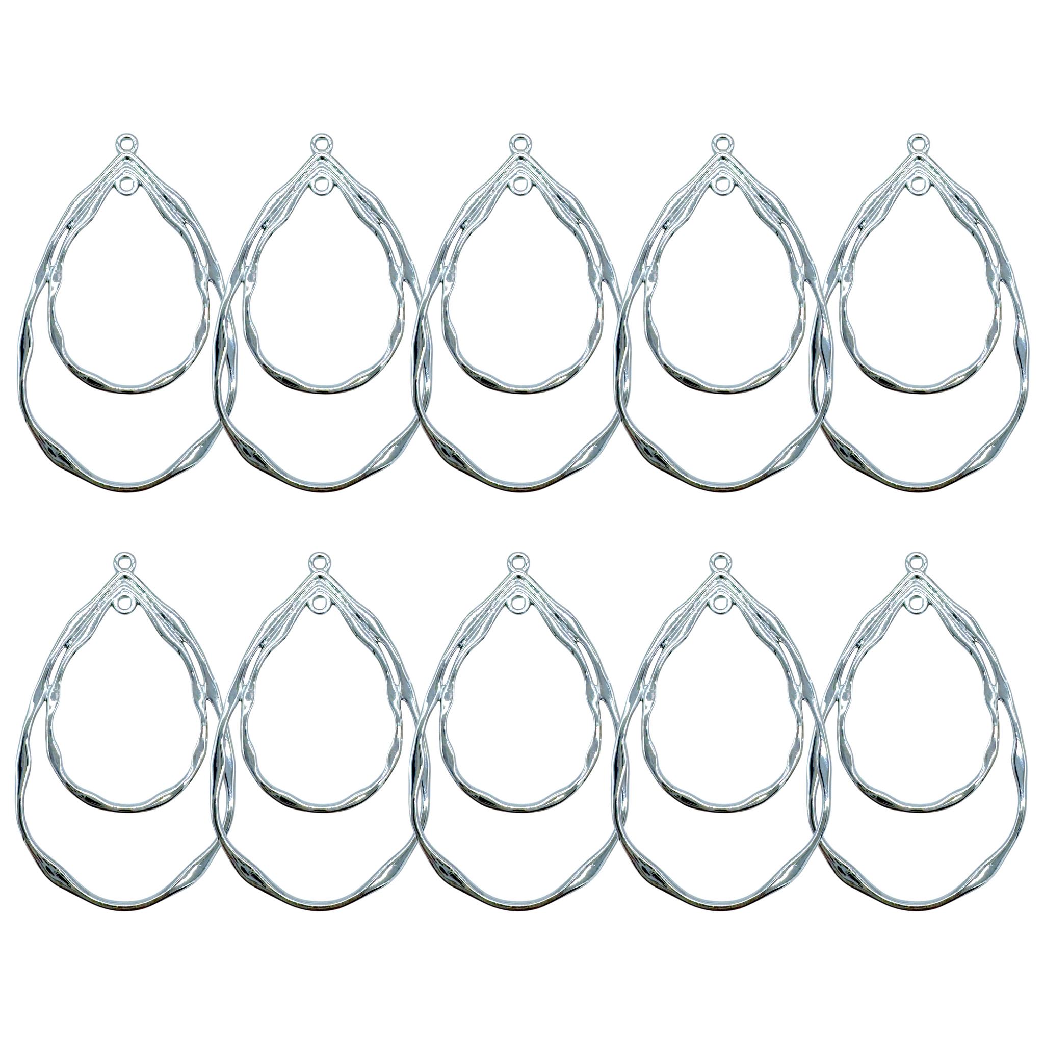 10-Pack of Dual Teardrop Open Back Pendant or Earring Bezel Blanks