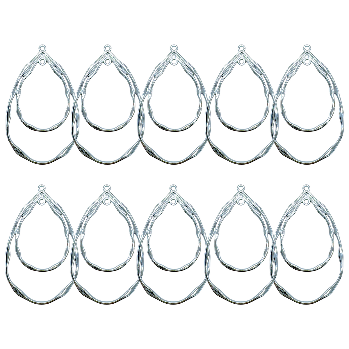 10-Pack of Dual Teardrop Open Back Pendant or Earring Bezel Blanks