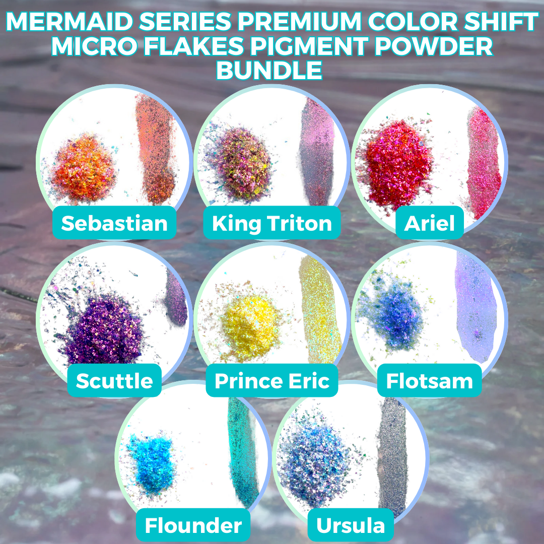 Mermaid Series Premium Color Shift Micro Flakes Pigment Powder Bundle