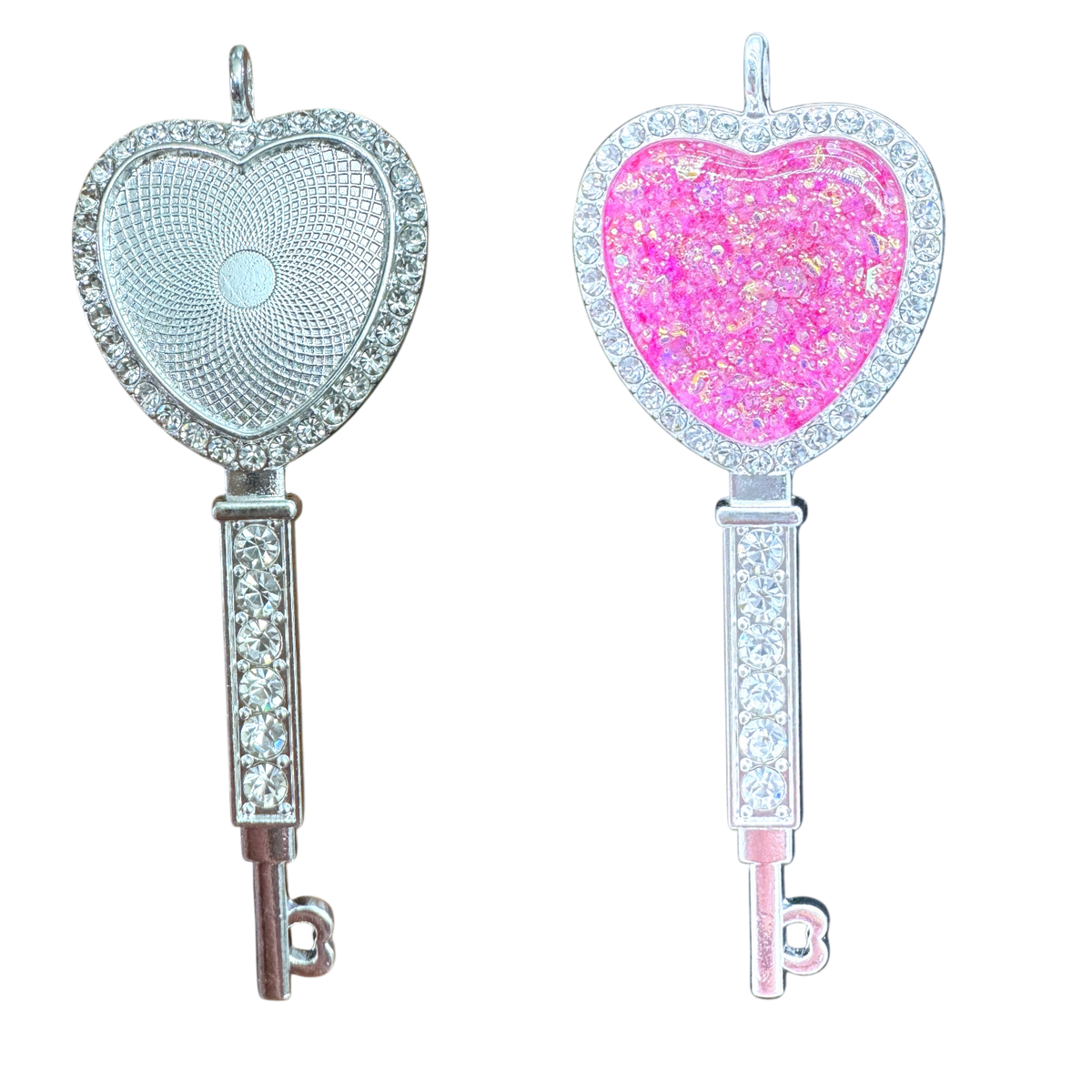 Cubic Zirconia Heart Key Pendant Bezel Blank