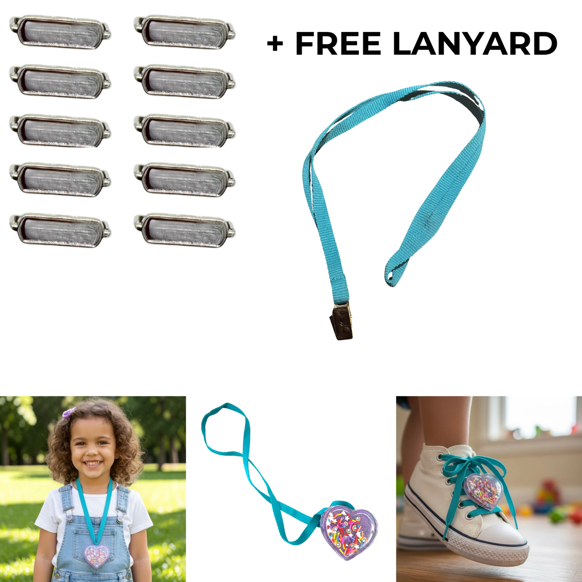 Shaker Necklace or Shoelace Attachments with Free Lanyard